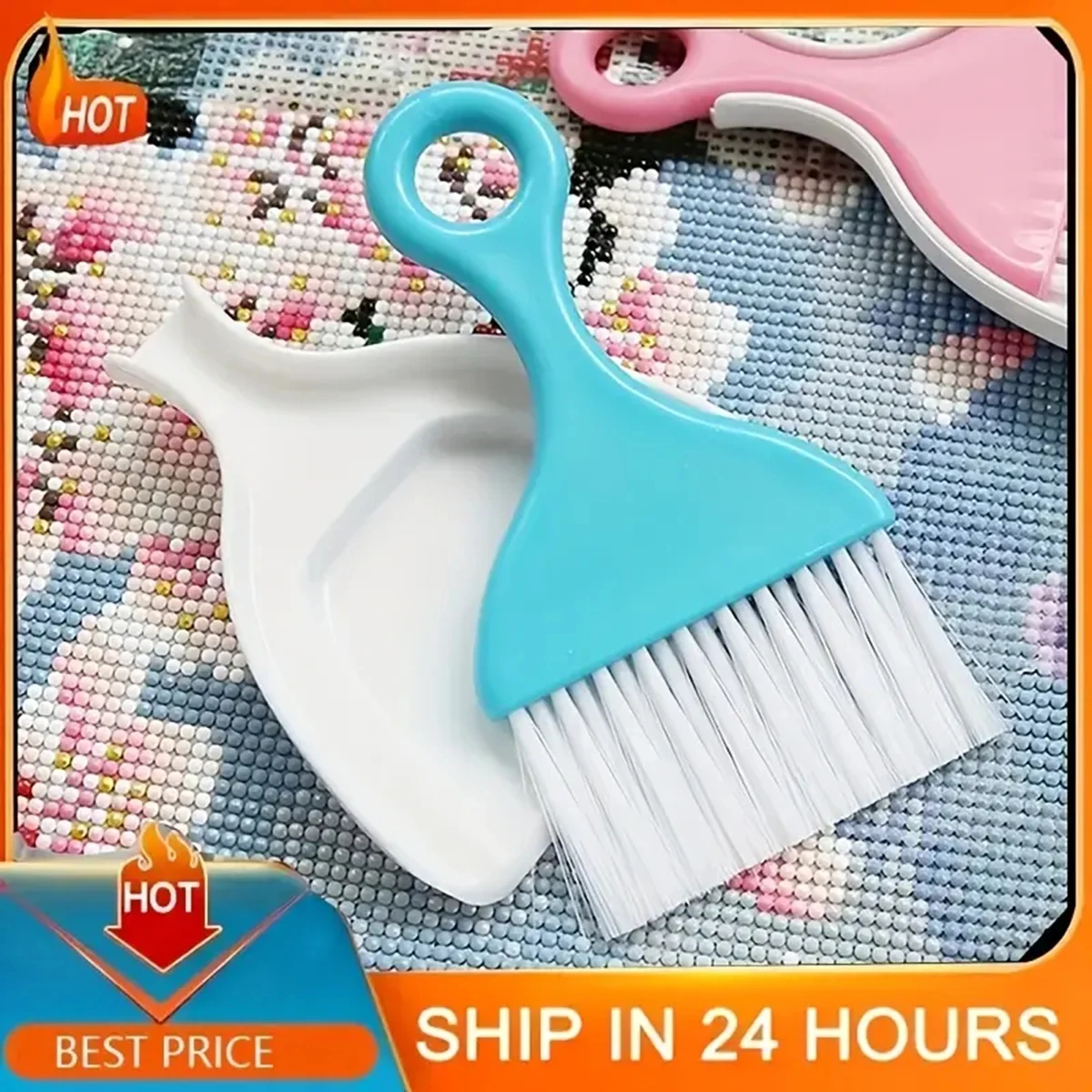 Description Picture 4 of item1 Set, DIY Diamond Painting Drills Cleaning Brush Storage Tray Cross Stitch Embroidery Crafts Accessories Desktop Cleaning Tools