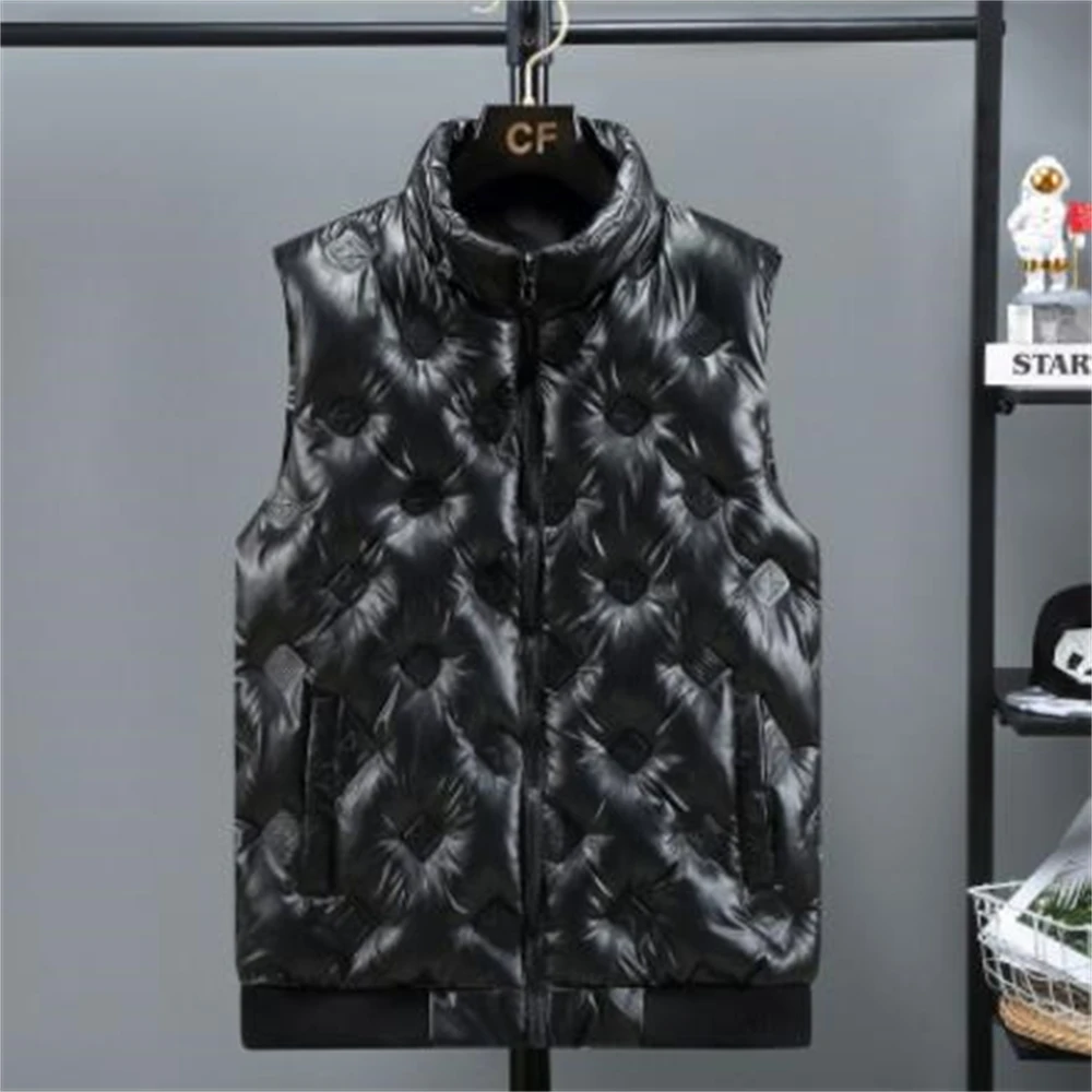 

Spring Jackets Cotton Waitcoat 5xl Fall Glossy Gilet 2024 New Winter Vest Men Casual Thicken Waterproof Warm Sleeveless Parka