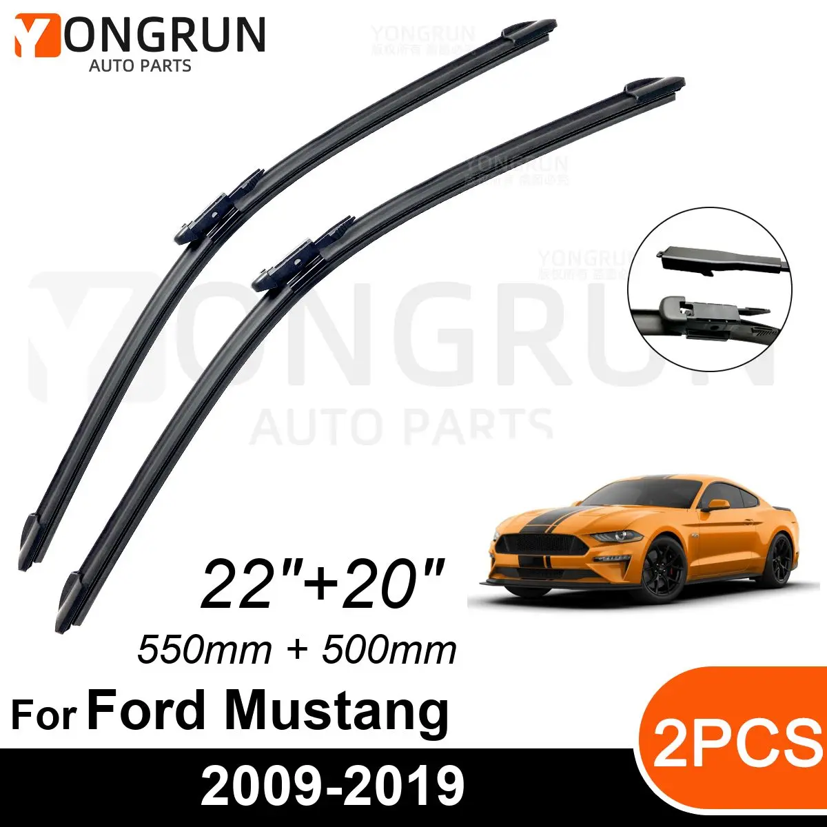 

Car Front Windshield Wipers For Ford Mustang 2009-2019 Wiper Blade Rubber 22"+20" Car Windshield Windscreen Accessories