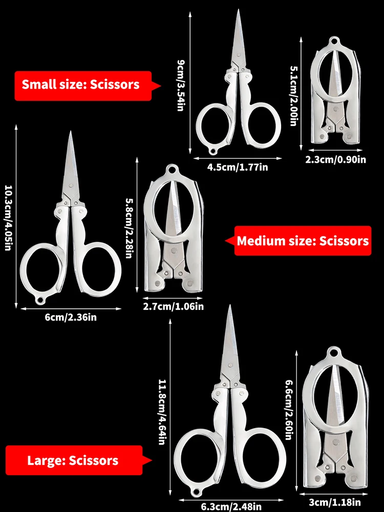 1/3pcs Stainless Steel Foldable Scissors Mini Portable Pocket Scissors for Travel Emergencies Tailor tailor scissors folding scissors pocket scissors