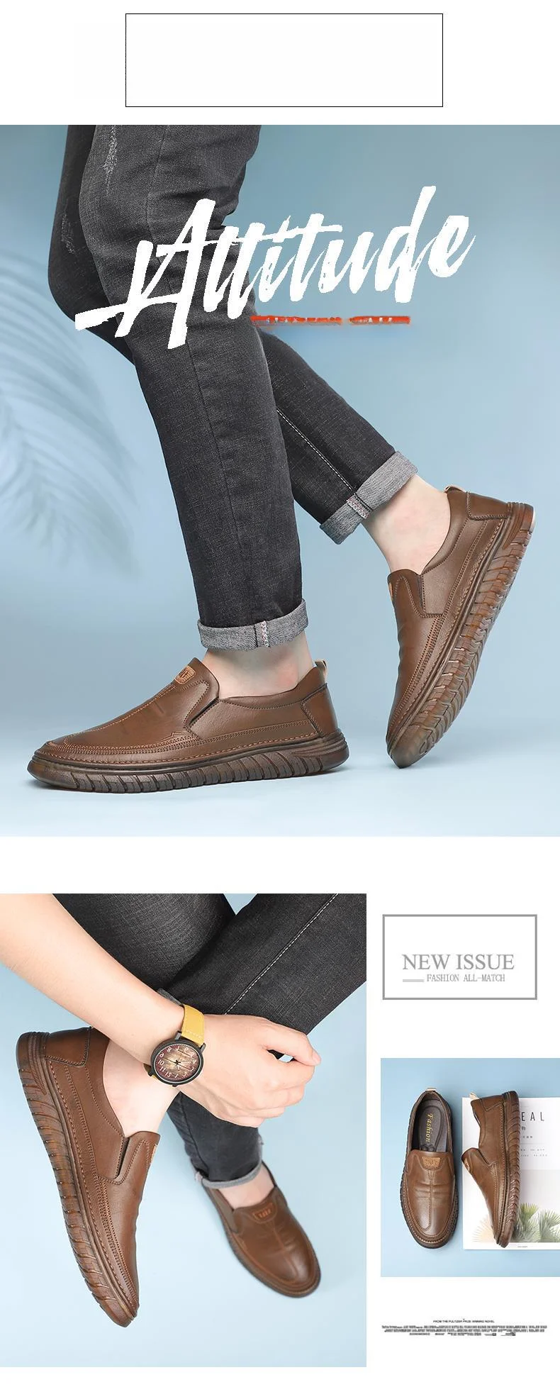 Leather for autumn business dress, oversized casual soft soled black men's wedding and groom's shoes_voghion.com