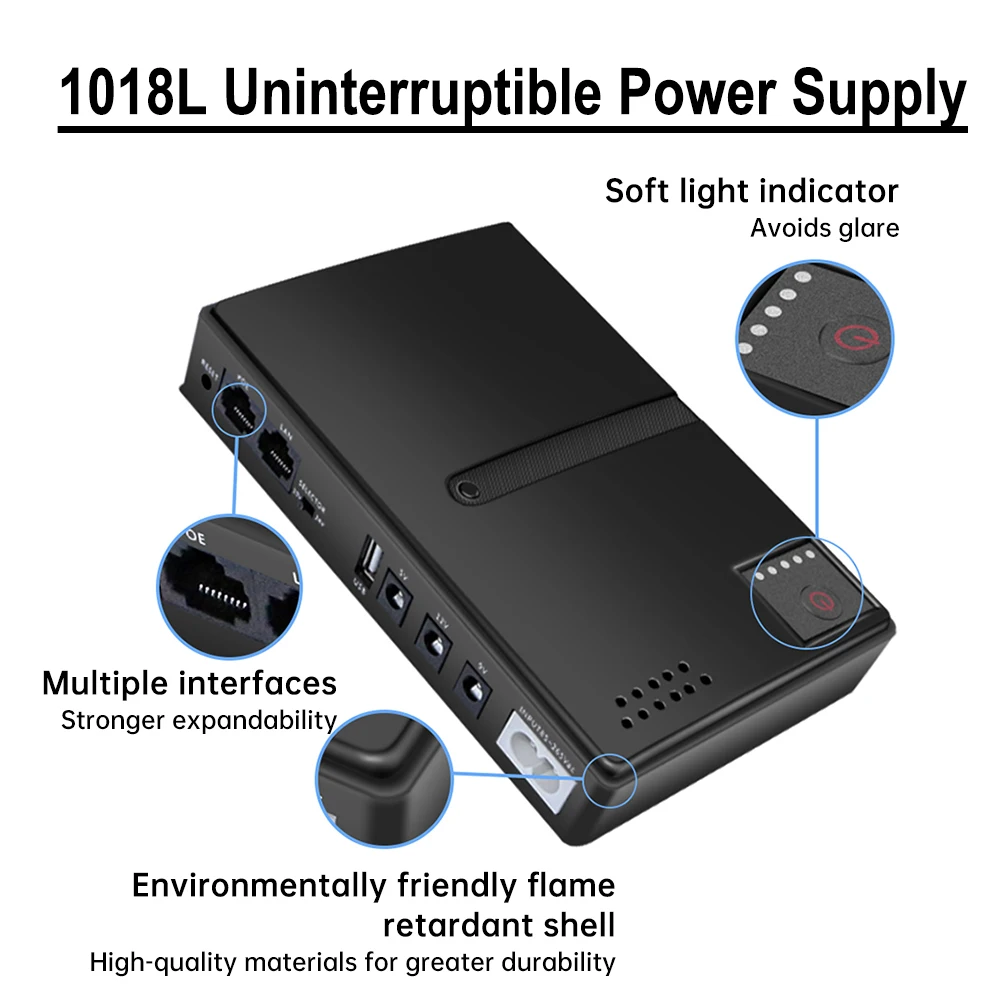 1018L Uninterruptible Power Supply DC Backup Power Supply UPS Router Optical Cat Built-in Adapter 5V9V12V/15V/24V dc power supply uninterruptible power supply portable ups mini ups
