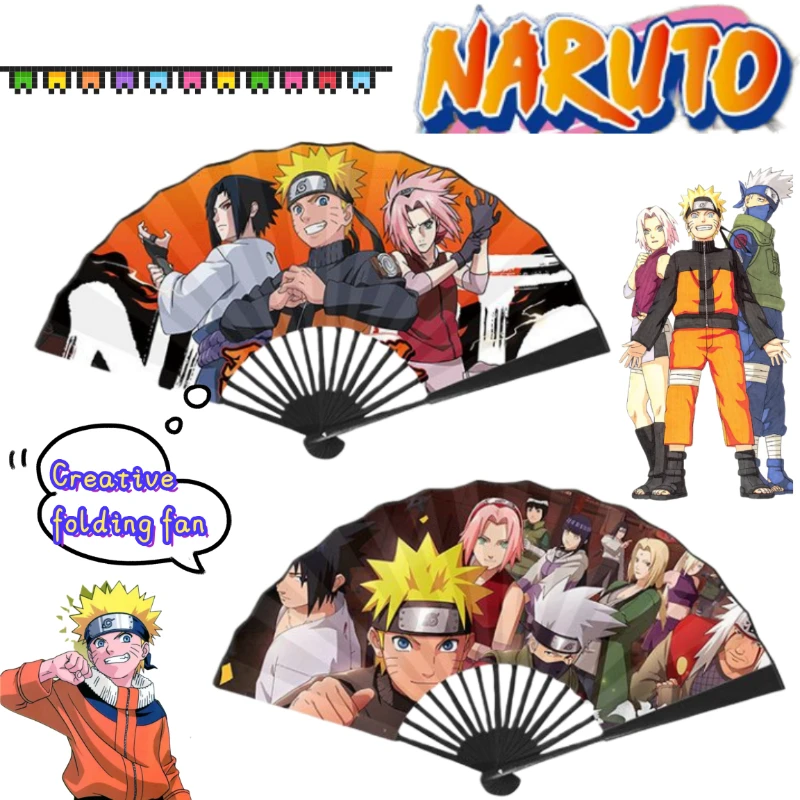 NARUTO Uzumaki Naruto Hatake Kakashi Zweidimensionaler Faltfächer für Männer und Frauen, personalisierter, kreativer, tragbarer Sommerfächer