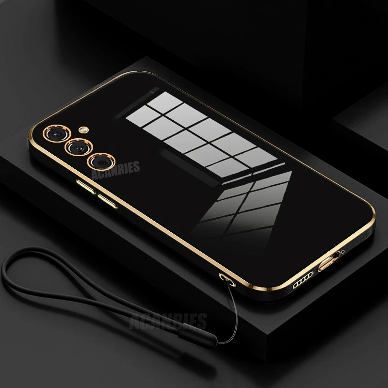 Luxury Plating Silicone Phone Case with Lanyard – Soft Cover