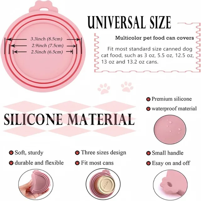 Pet Food Can Lids Foods Canned Scoop Universal Silicone Cap Covers Reusable Cat Wet Food Spoon Most of Standard Foods Cans Tops 4