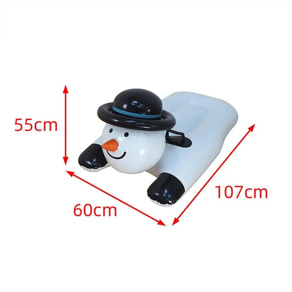 Winter Snow Snowman Inflatable Sled Board Thicken Reusable Tube Sled Cutely Outdoor Sport Ski Circle Cold-resistant With Handle