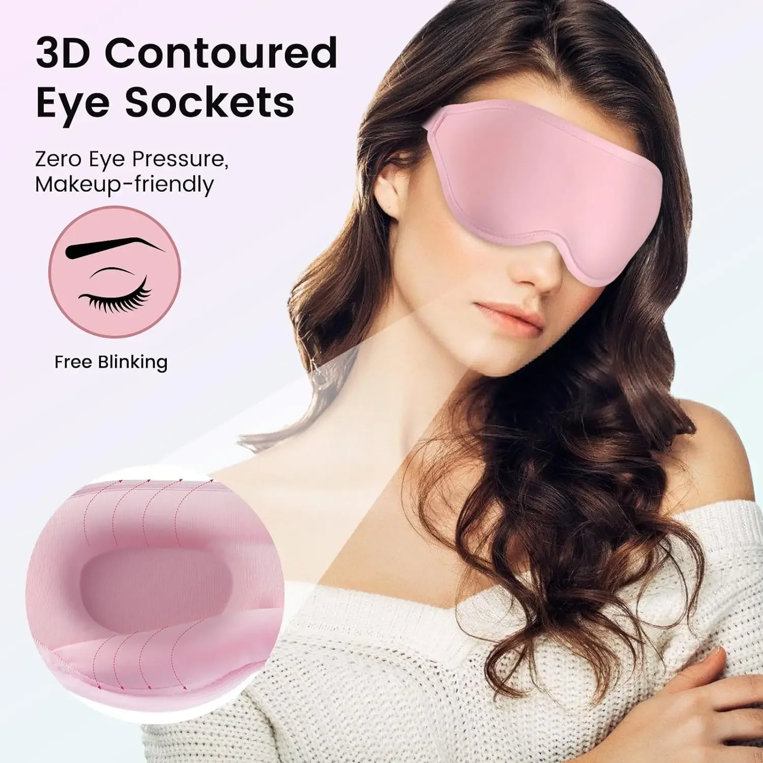 Ultra Comfort 3D Contoured Sleep Mask - 100% Light Blocking & Pressure-Free Eye Cover