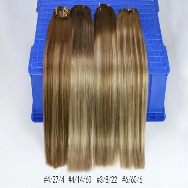 클립붙임머리 여성용 천연 합성 헤어 익스텐션, 긴 스트레이트 헤어피스, 내열성 섬유, 인조 헤어, 헤어 스타일, 5 클립, 24 인치 9 VeSunny 럭키 백 클립 인모 익스텐션 랜덤 라이트 퓨어 및 발라야쥬 컬러 브라질 스트레이트 클립 인 헤어 익스텐션