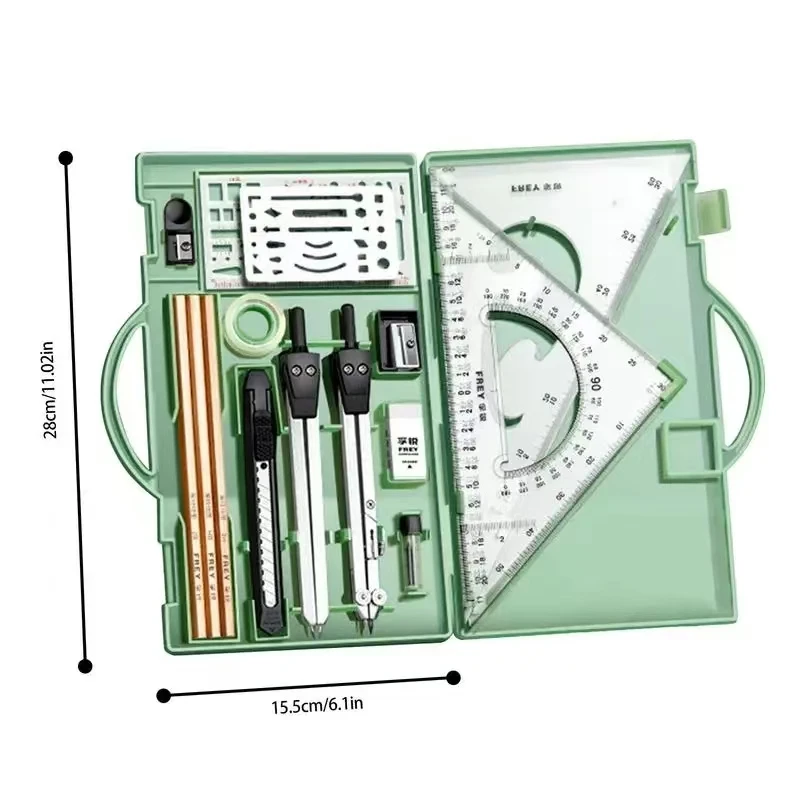 Drafting Kit Metal Rulers And Compasses Geometry Kit Triangle Ruler Compass Protractor Set Drafting Supplies Architecture