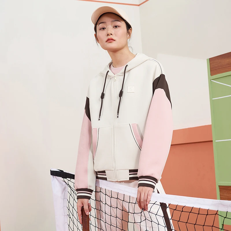 Xtep Knitted Hooded Women Spring Soft Leisure Durability Coat Comfortable Trendy Fashion Tops 976128940508
