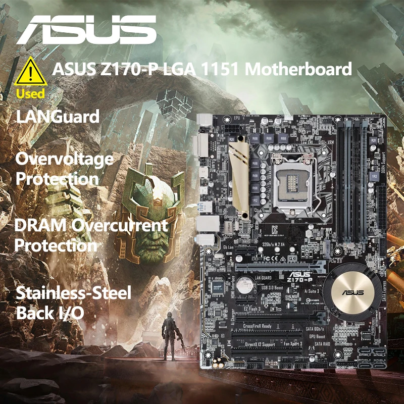 

Настольная Материнская плата Asus Z170-P Z170 Socket LGA 1151 i7 i5 i3 DDR4 64G M.2 SATA3 USB3.0 USB DVI HDMI ATX