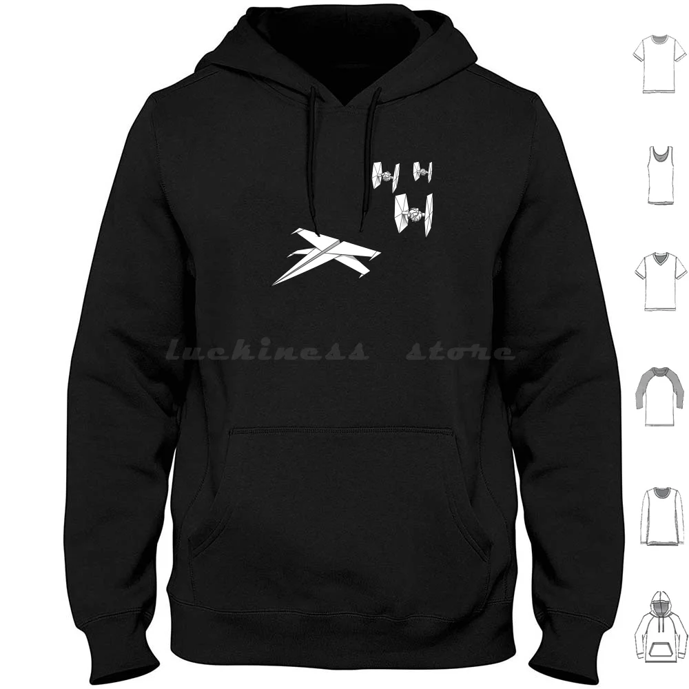 Paper Wars Battle Black Hoodies Manica Lunga Carta Paperplane X Wing Tie Fighter Battle Paperwars Keep It Simple