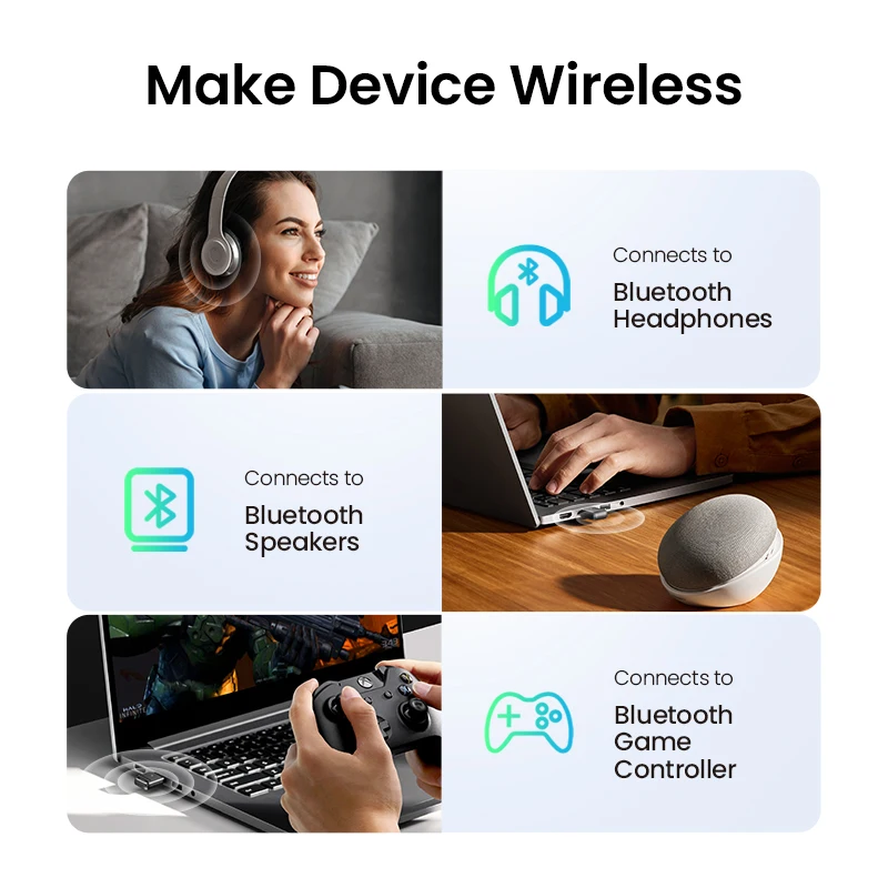 Ugreen-usb Adaptador Dongle Bluetooth 5.3 pc Speaker Mouse sem Fio Teclado Receptor de Áudio de Música Transmissor - Imagem 5