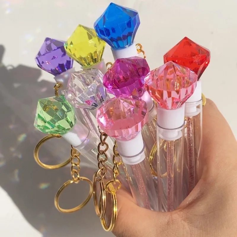 10개 빅 다이아몬드 래쉬 브러쉬 일회용 속눈썹 브러쉬 스풀리 마스카라 완드 인 튜브 Wity Keyring