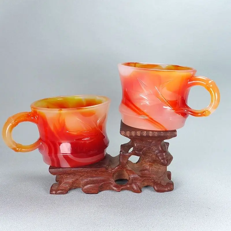 

Agate Tea Cup Coffee Cup Household Jade Porcelain Teacup Chinese Kung Fu Tea Set Coffee Mug Master Cup with Handle 110ml