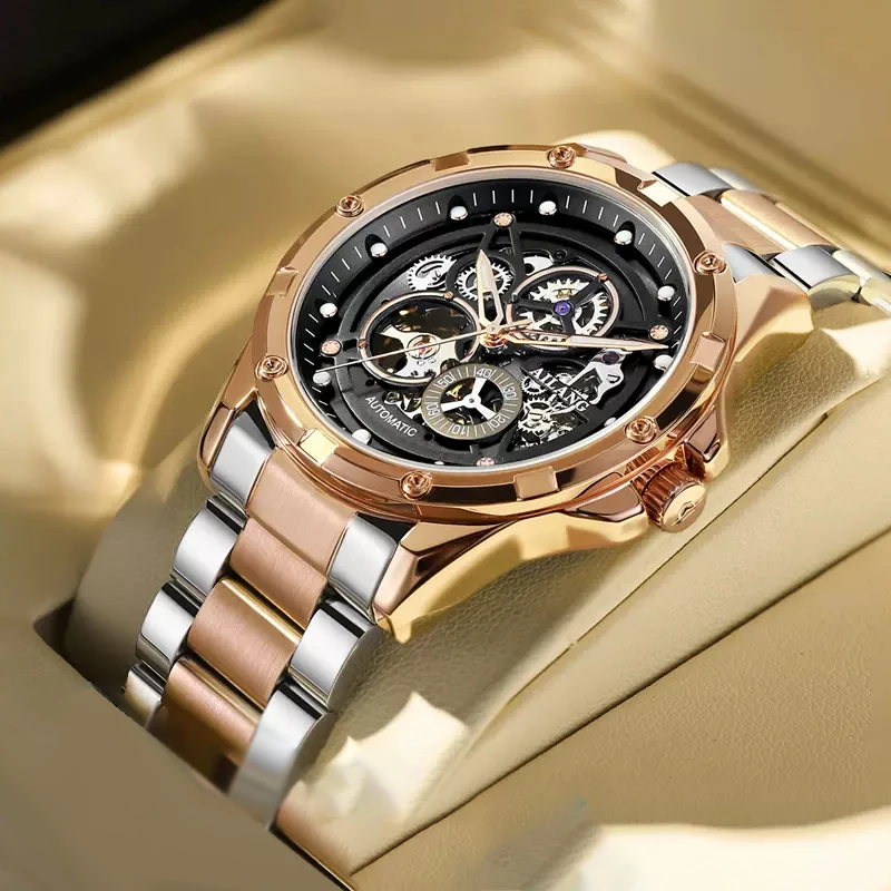 

AILANG Luminous Waterproof Men Automatic Mechanical Watch Fashion Hollow Dial Design Luxury Men Watch 2024 New Style Reloj 8527