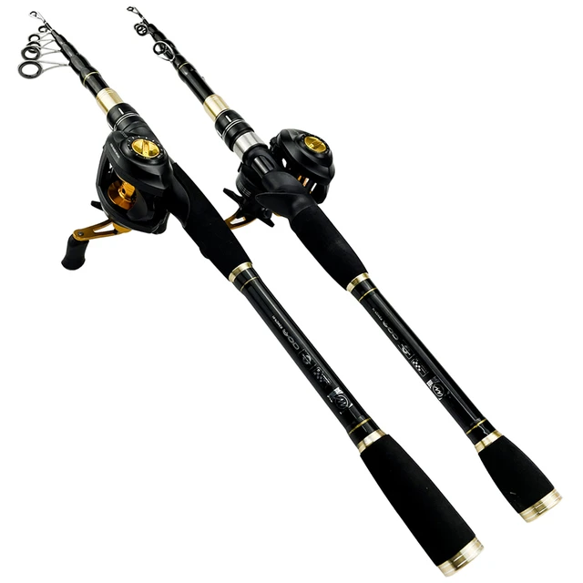 Baitcaster Combo 1.6-2.4m Portable Lure Fishing Rod 5.5:1 Spinning