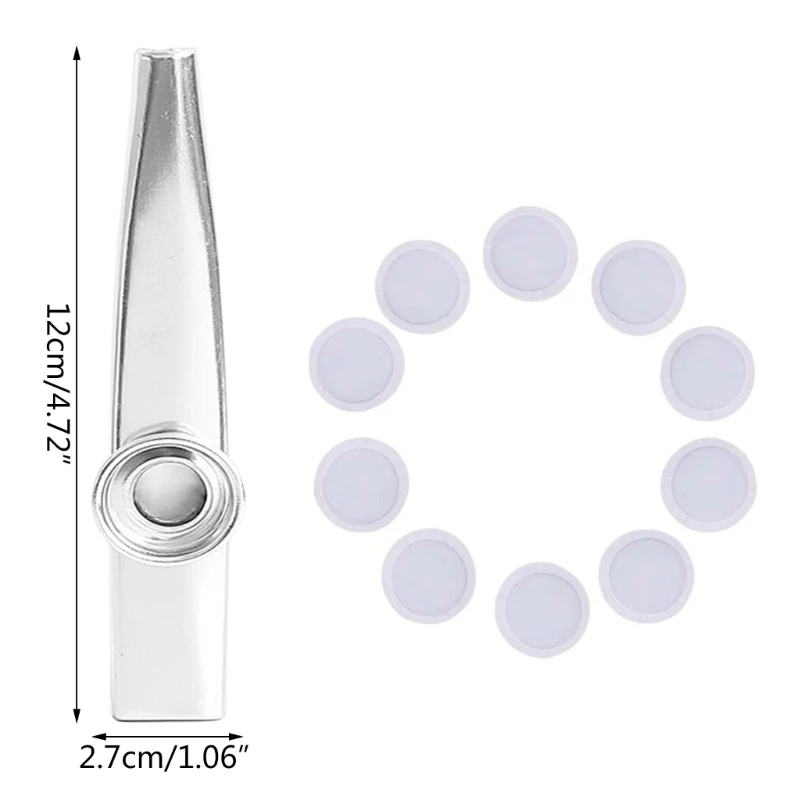 Metal Kazoo with 10 Flute Membranes Mouth Kazoo Musical Instruments Good Companion for Ukuleles, Violin, Guitar,Piano