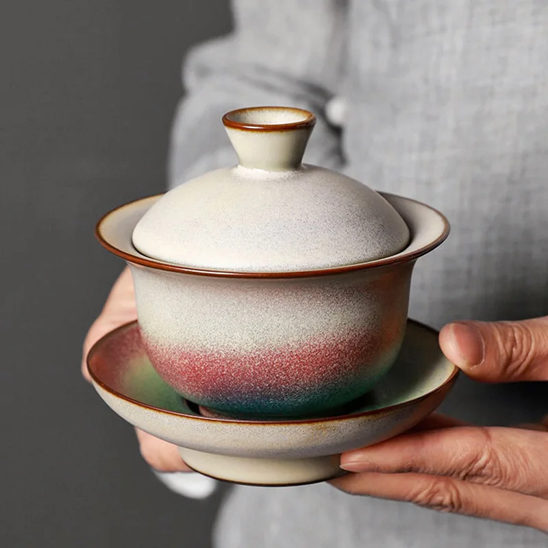 Kiln Change Gaiwan For Tea Porcelain Chinese Jingdezhen Tureen Teaware Set Tea Bowl Kung Fu Chawan Cups Lily Deng