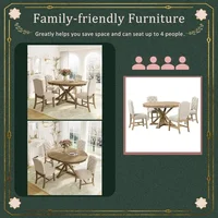 5-Piece Solid Wood Dining Set with Extendable Round Table & 4 Upholstered Chairs – Kitchen or Dining Room - Image 5