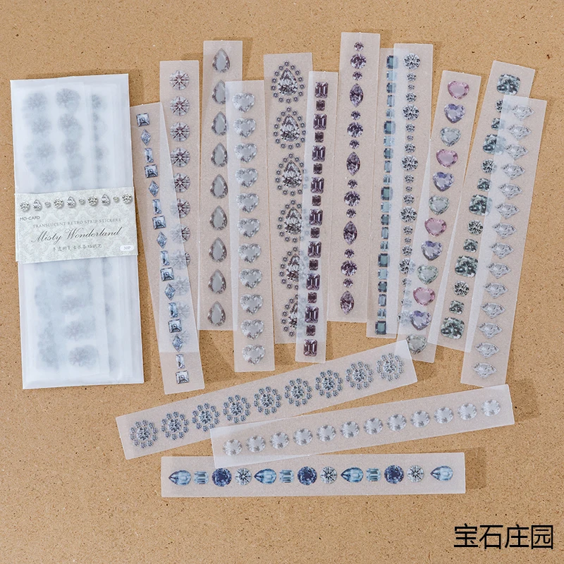 30PC Vintage Sulfuric Acid Paper Translucent Strip Sticker Package DIY Diary Junk Journal Decoration Stickers Album Scrapbooking angel stamps for card making Scrapbooking & Stamps