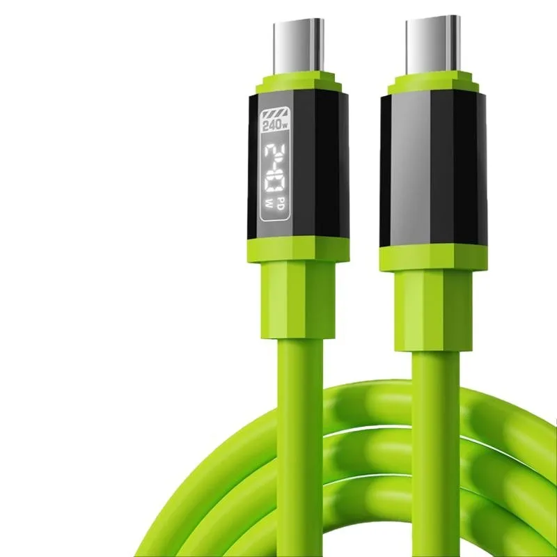 240W 10A 스마트 디지털 디스플레이 와이어 고전력 급속 충전 코드 범용 연결 IOS 안드로이드 화웨이 타입-C 휴대용