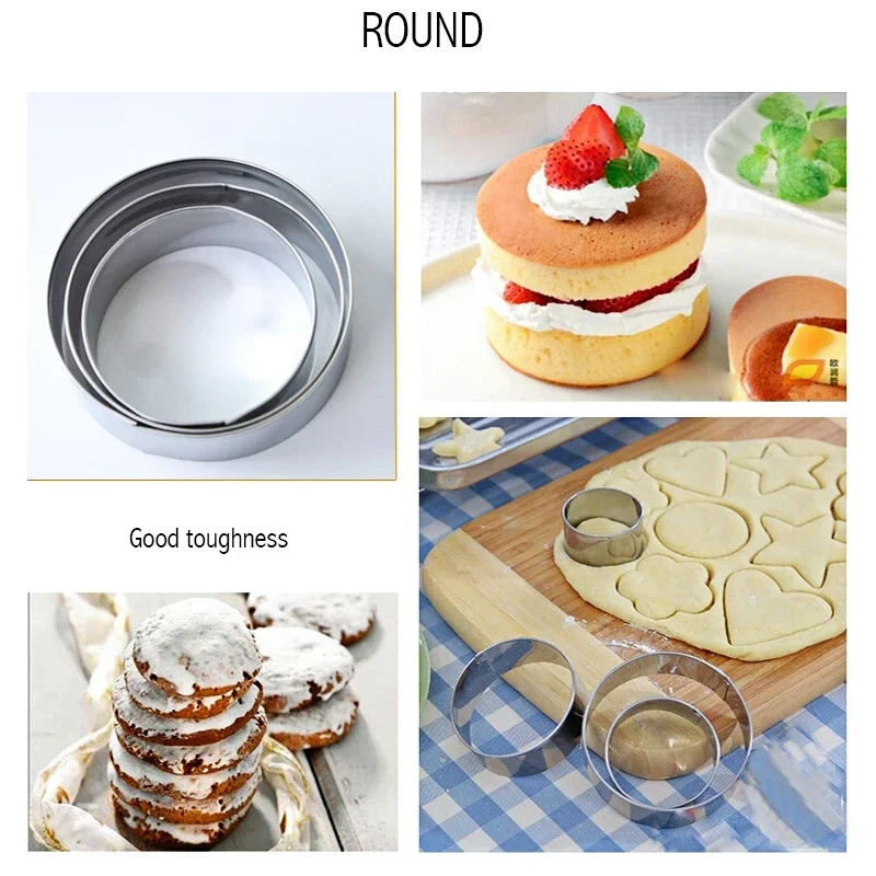 

3PCS/Set Stainless Steel Mousse Rings Cookie Cutter Big Round Shape Cake Cutter Baking Tool Kitchen Baker Mold Fondant Jelly