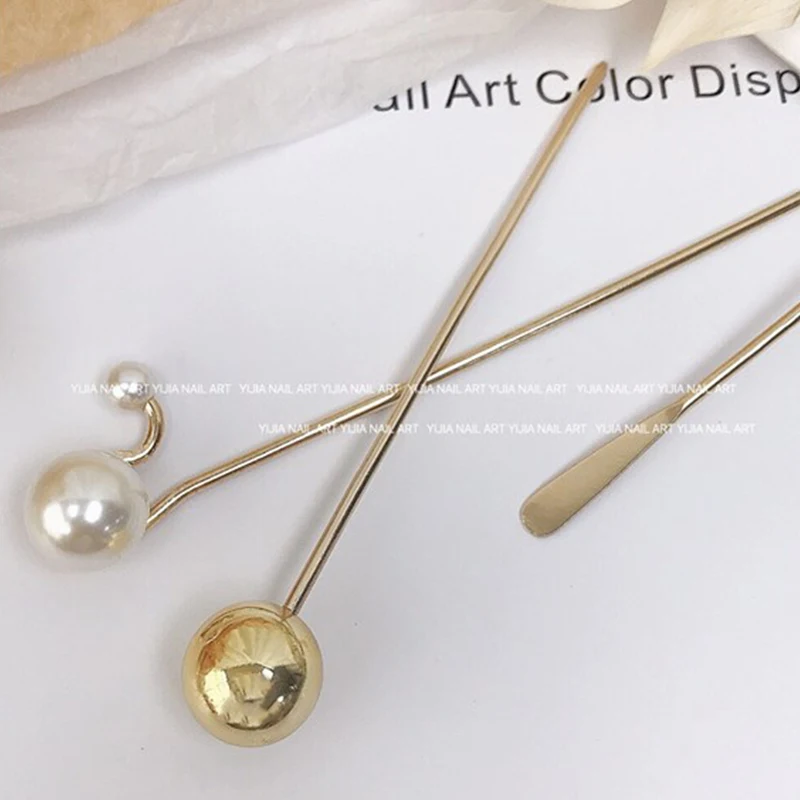 Ins Pearl Nail Glue Mixing Stick Spatula UV Gel Polish Glitter Powder Stirring Spatuler Rod for Canned Glue Manicure Art Tools