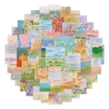 

Korean Stationery Kawaii Stickers Cartoon Scenery Flowers and Plants Oil Painting Student Office Accessories Decorative Sticker