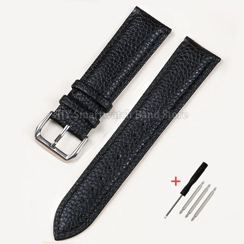 Elegant Soft Leather Watch Strap with Lychee Pattern - Cowhide Bracelet Wristband Accessory