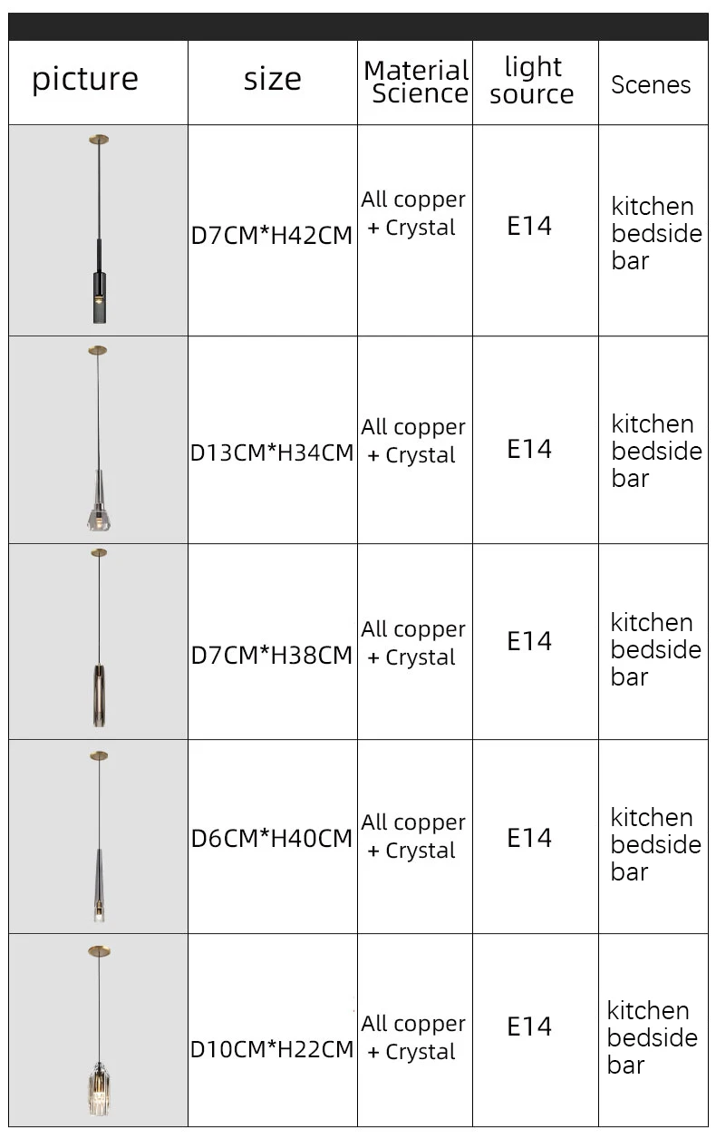 Lustre de Cristal Nordic Luxo Moderna Sala Jantar Lâmpada Cobre Cor Natural Varanda Quarto Cabeceira 6 jantar lâmpada cobre cor natural sala jantar