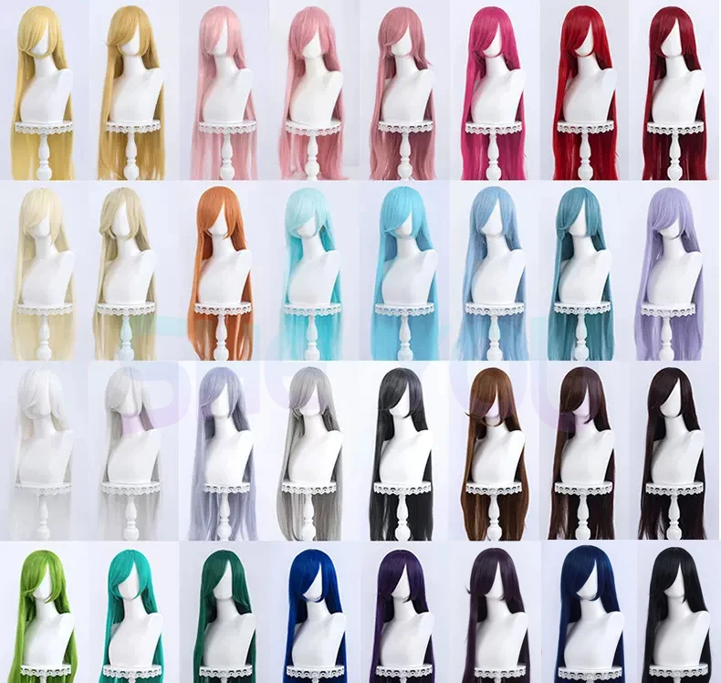 

Длинный прямой парик для косплея 100 см, светлые, красные, розовые, серые, фиолетовые волосы, искусственные прямые парики для косплея, парик + шапочка для парика