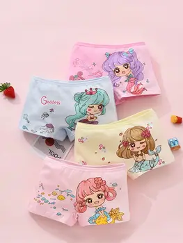 Confezione da 4 slip a quattro angoli, slip a quattro angoli per bambini con disegni animati, carini, morbidi, traspiranti e comodi.