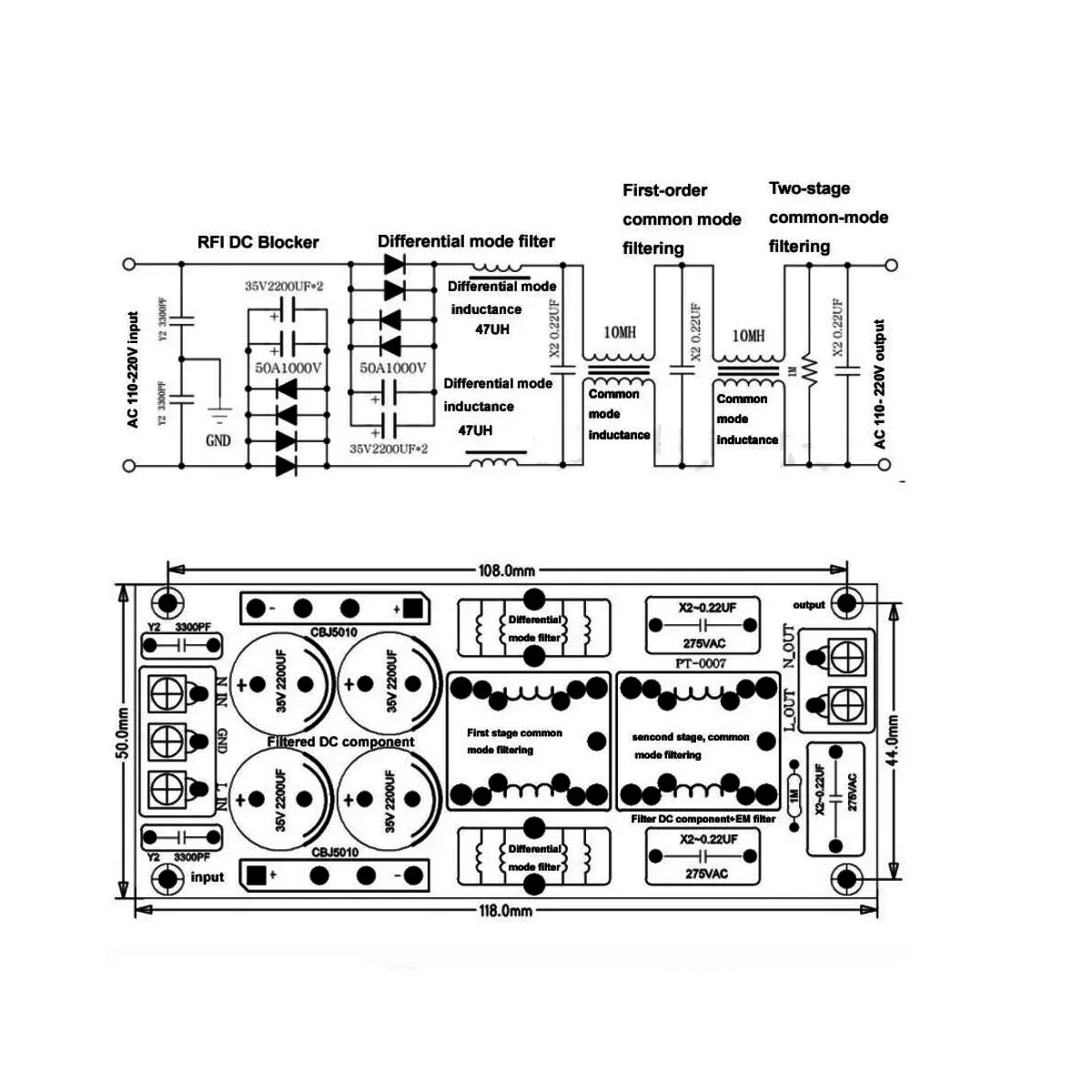 4A 10A 20A AC EMI電源フィルター 110V 220V EMC電源浄化 RFI DCアイソレーター 防音ノイズ除去  オーディオDACアンプ浄化 - AliExpress