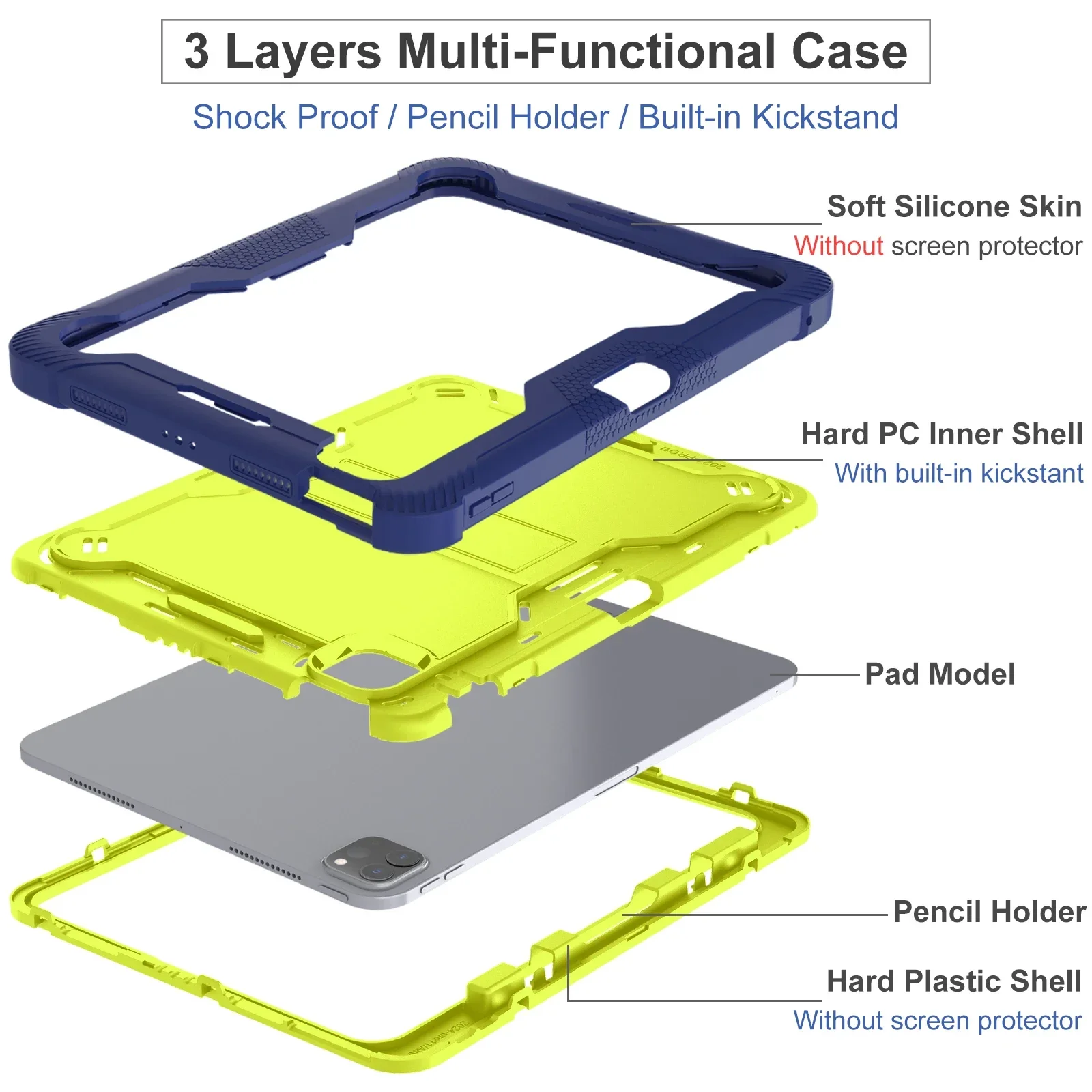 Durable 3-Layer Shockproof Armor Stand Case