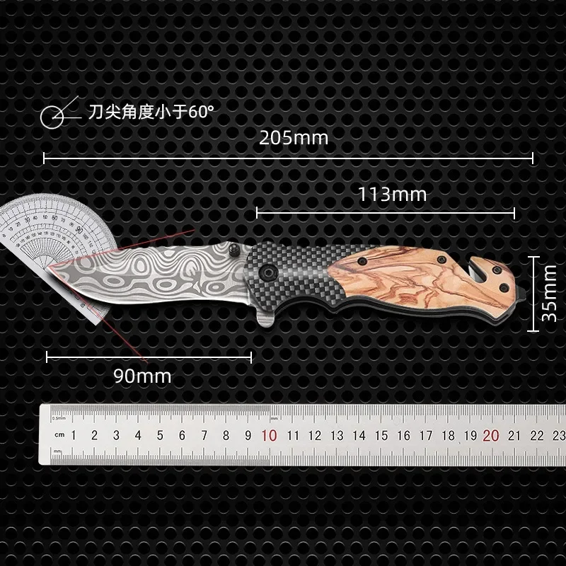 Multi-purpose portable Damascus knife stainless steel folding outdoor knife camping survival high hardness folding knife 4