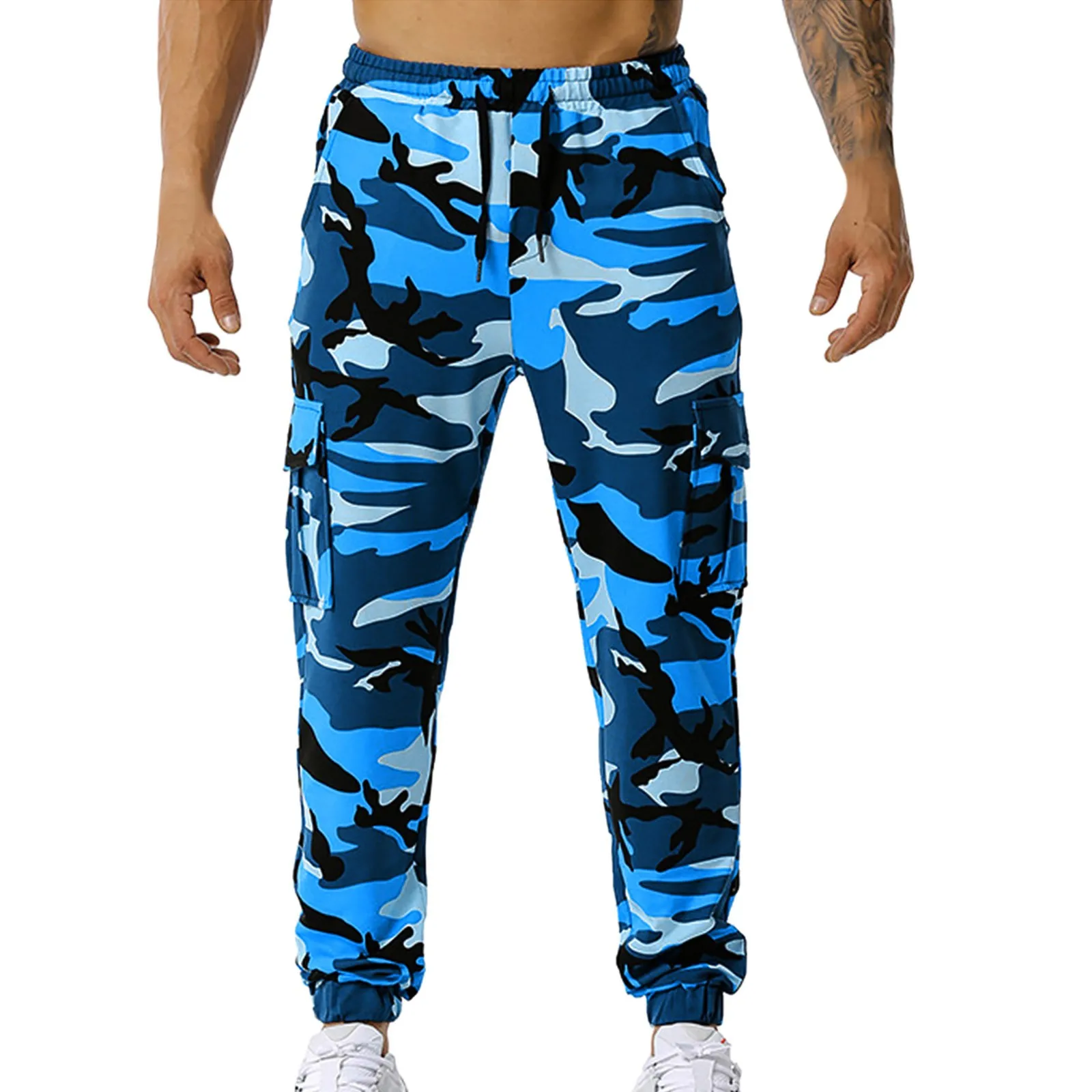 

Men Casual Pants Camouflage Elastic Mid-Waist Pocket Jogger Biker Workout Sweatpants Man Y2k Clothing Gym Pantalones Trousers