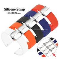 18mm 20mm 22mm 24mm Quick Release Silicone Watch Strap for Omega for Huawei GT4/3 for Seiko Bracelet Butterfly Clasp Wrist Bands