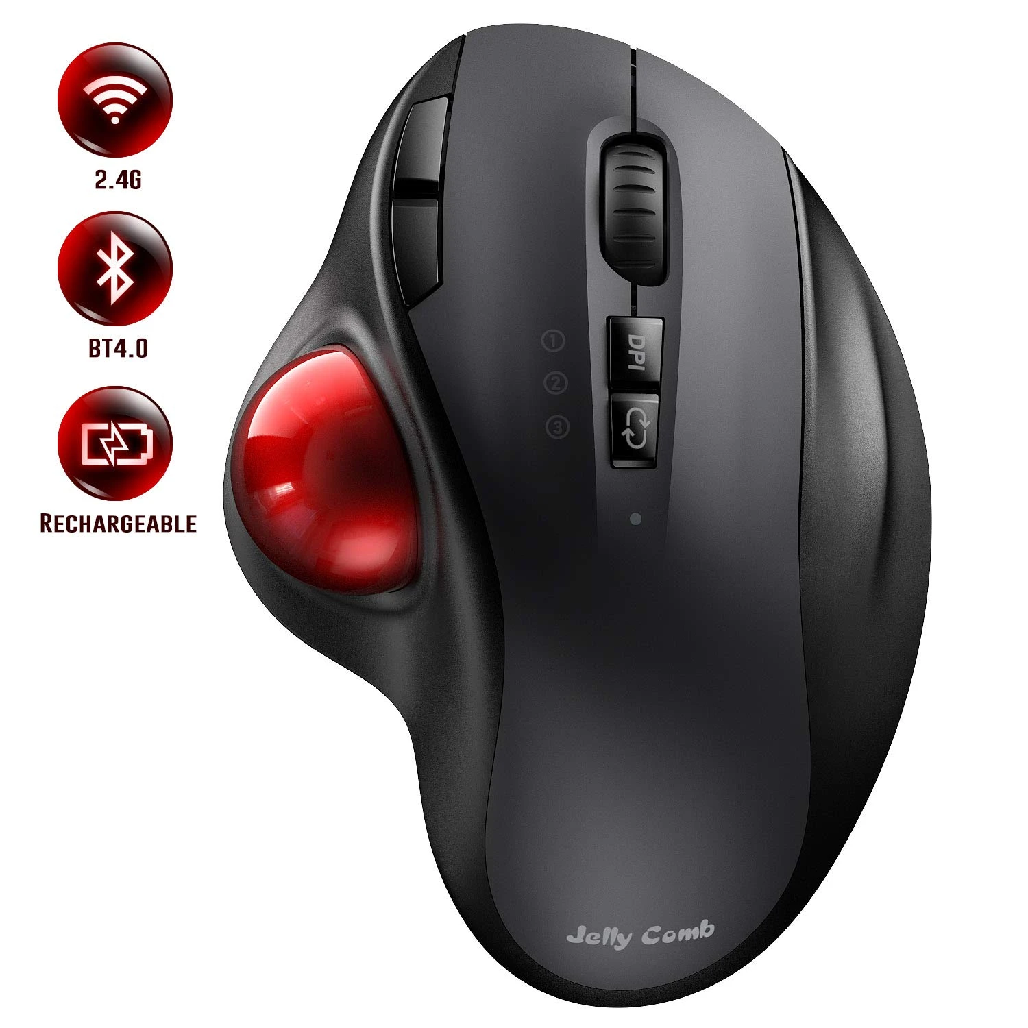 white gaming mouse wireless Trackball Bluetooth Mouse Rechargeable 2.4G USB Mouse Ergonomic Mice for Computer Android Windows 3 Adjustable DPI cool computer mouse