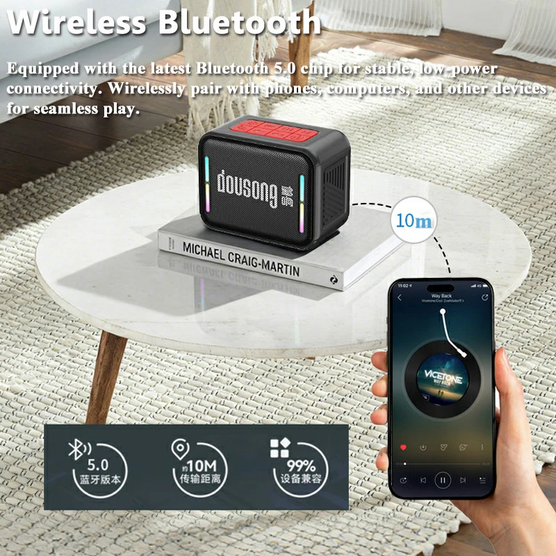 Mini Pocket Bluetooth Speaker Wireless Heavy Bass Soundbar Handsfree Call  MP3 Music Player HD Recording TF Card U Disk Play