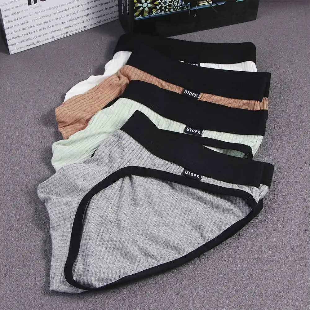 

Comfortable Breathable Low-waist Letter Modal Underpants Screw Thread Panties Sexy Briefs U Convex Men Thong