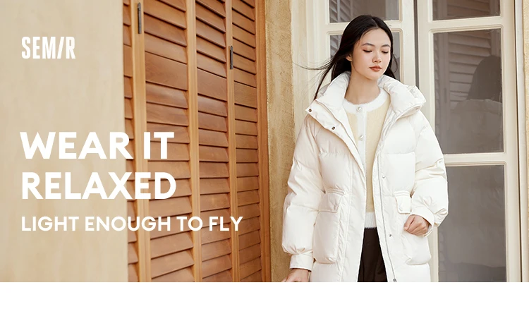 Down Jacket Women Mid-Length Loose Raglan Sleeve Simple Warm Winter Three-Defense Hooded Coat
