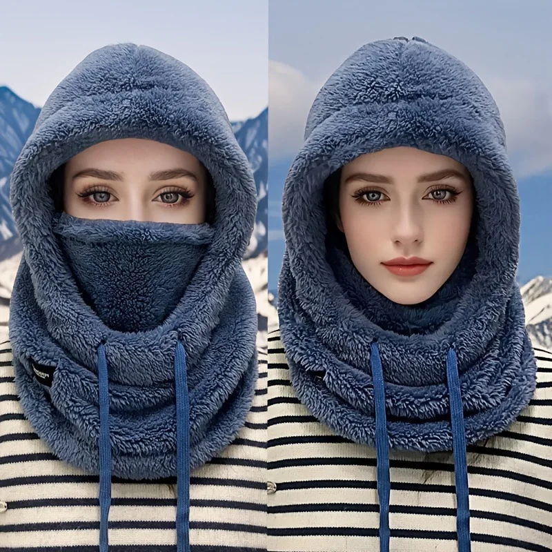 Winter Warm Thermal Windproof Balaclava Ski Hood Motorcycle Face Cover Polar Fleece Adjustable Cycling Neck Cover Full Face Mask