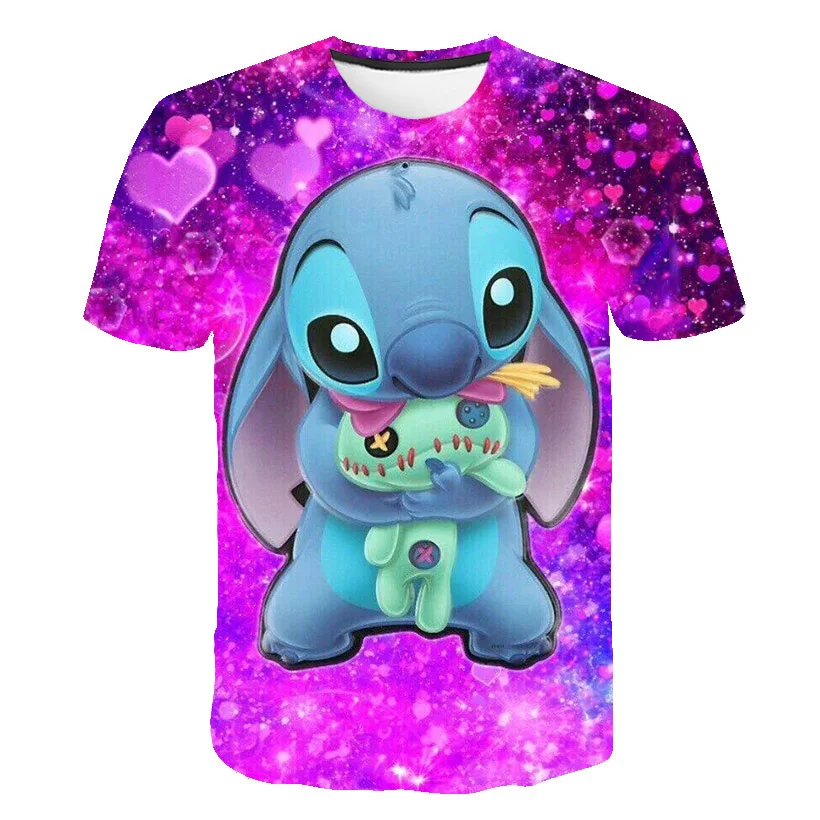 

NEW Summer Anime Stitch Print 3D Cartoon Casual Print T-shirts Tops Clothing Children Cartoon Clothes Casual Boys Girls T-shirt
