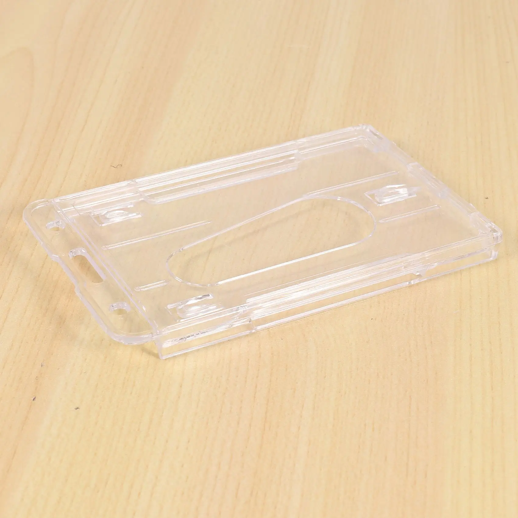 10X 수직 하드 플라스틱 배지 홀더 더블 카드 ID 멀티 투명 10X6cm