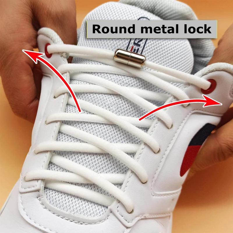 1 Paar Elastische Schoenveters Ronde Metalen Slot Geen Stropdas Veters Kids  Adult Leisure Sneakers Quick Veiligheid Lui Kant Unisex 21 Kleuren| Schoenveters| - AliExpress