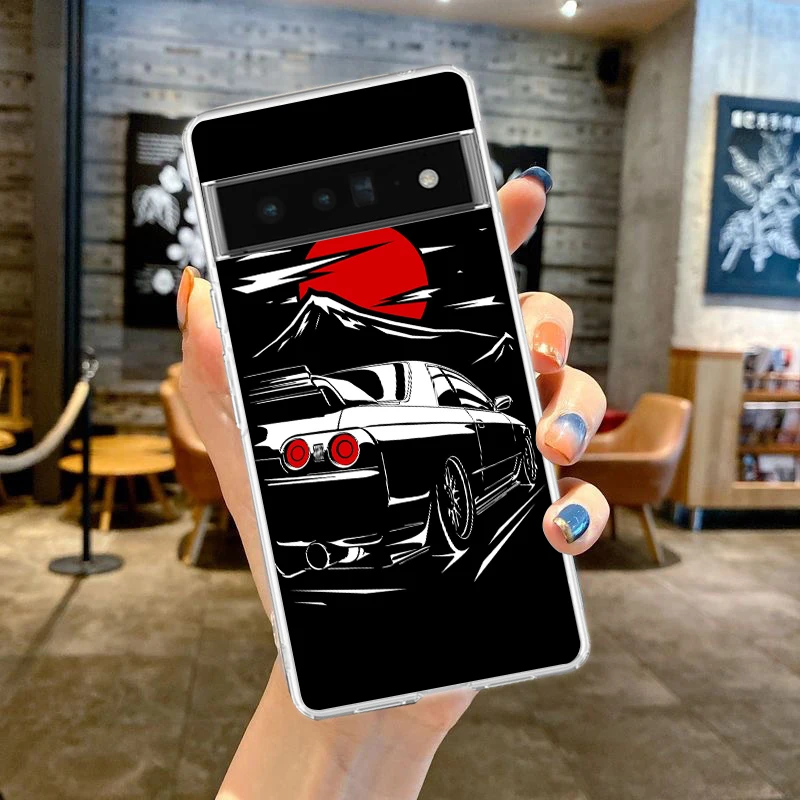 Clear Phone Case with Japan JDM Sports Car Design - Soft TPU Cover