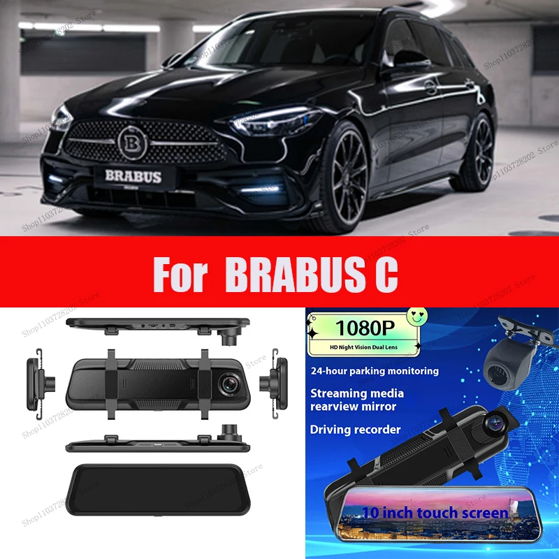 

For BRABUS C 4K WIFI GPS Car Dvr Mirror Dash CamDual Lens Dashcam Drive Recorder Stream RearView Mirror IPS Screen Camera
