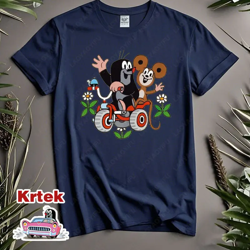 Couple The Mole Story Krtek Funny Printing TShirts 루즈 크루 넥 통기성 코튼 티셔츠 남성 여성 패션 캐주얼 카와이 탑스