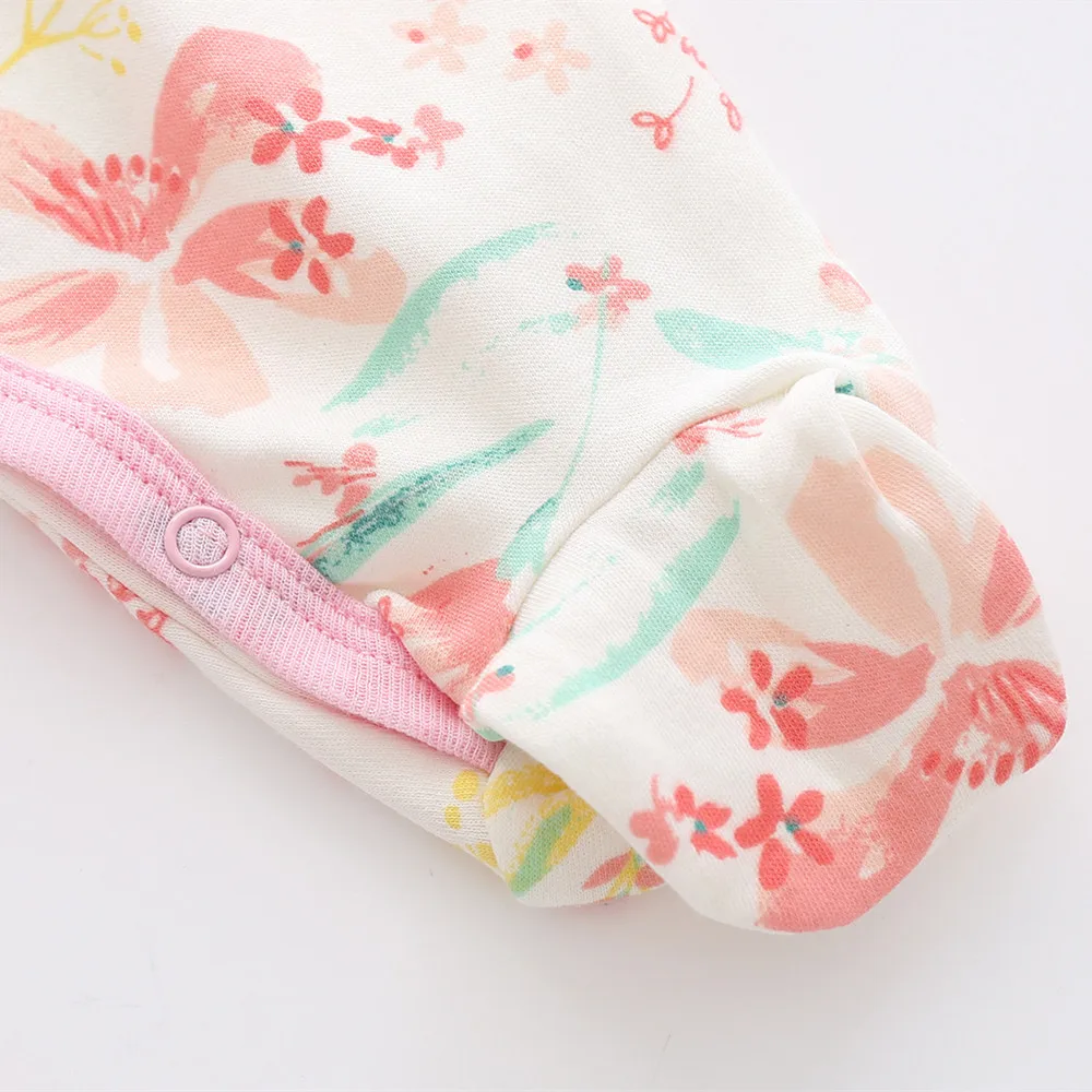 Baby Girl clothes Autumn Long Sleeves Rompers lily Flower Print Footies jumpsuit cotton Comfortable Toddler onesie underwear